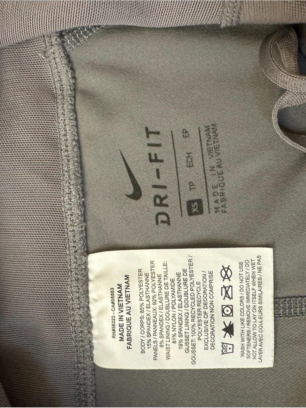 Nike Dri-FIT Women’s Gray High Rise Running Leggings XS 26” Inseam Pockets